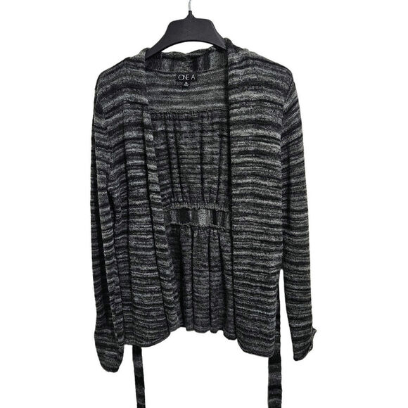 Other Sweaters - Y2K Striped Tie Front Cardigan. Cinched sleeves and large waist band. Size XL.